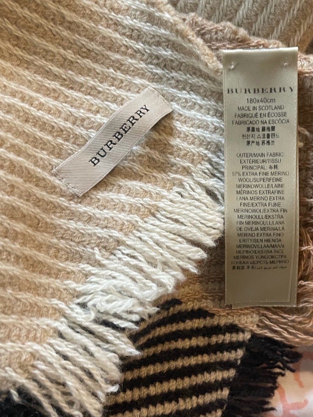 Burberry Black and Cream Checkered Scarf - Picture 5 of 5